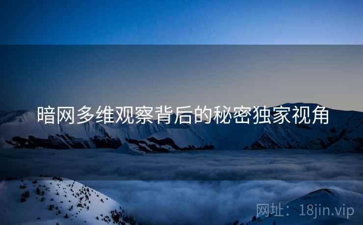 暗网多维观察背后的秘密独家视角  第1张
