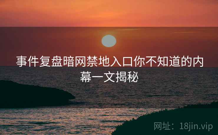 事件复盘暗网禁地入口你不知道的内幕一文揭秘