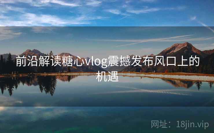 前沿解读糖心vlog震撼发布风口上的机遇