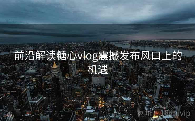 前沿解读糖心vlog震撼发布风口上的机遇
